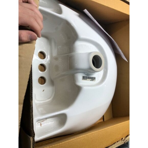 Sterling 446124-0 Sacramento Oval Bathroom Sink White 4" Faucet Holes - Picture 5 of 7